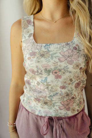 Rhea Floral Square Neck Tank - The Red Thread Boutique