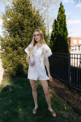 Embroidered Tassel SS Romper