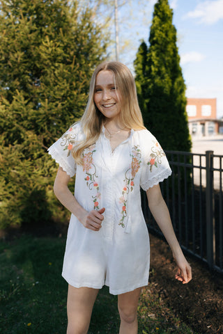 Embroidered Tassel SS Romper