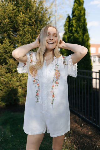 Embroidered Tassel SS Romper