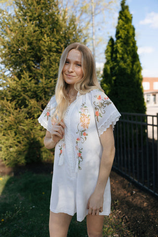 Embroidered Tassel SS Romper