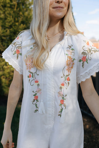 Embroidered Tassel SS Romper