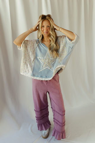 Star Hooded Top, Blue - The Red Thread Boutique