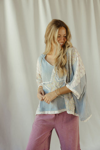 Star Hooded Top, Blue - The Red Thread Boutique