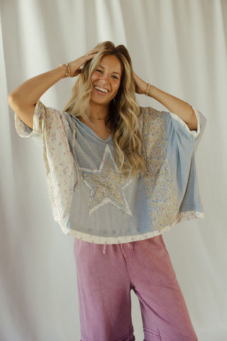 Star Hooded Top, Blue - The Red Thread Boutique