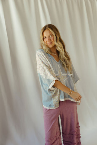 Star Hooded Top, Blue - The Red Thread Boutique