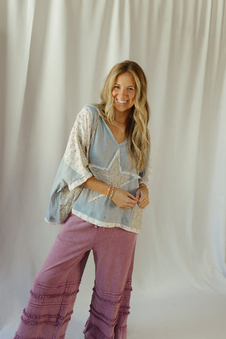 Star Hooded Top, Blue - The Red Thread Boutique