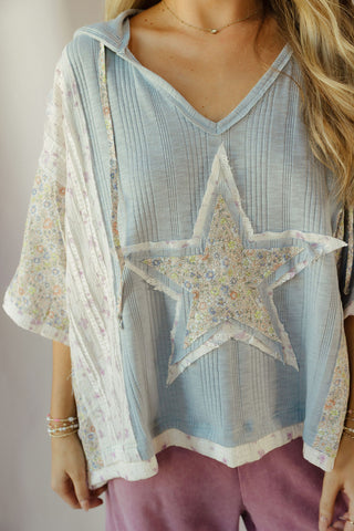 Star Hooded Top, Blue - The Red Thread Boutique