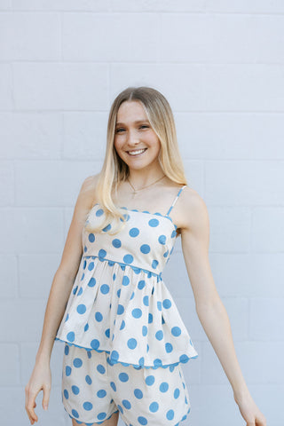 Polka Dot Tank Set, Blue