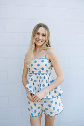 Polka Dot Tank Set, Blue