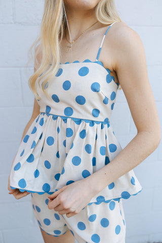 Polka Dot Tank Set, Blue
