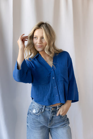 Z Supply Helena Shirt, Nautical - The Red Thread Boutique