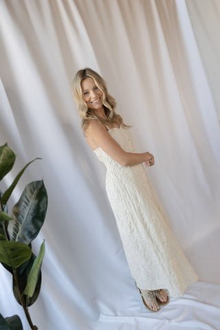 Z Supply Angel Eyes Textured Midi Dress, Champagne - The Red Thread Boutique