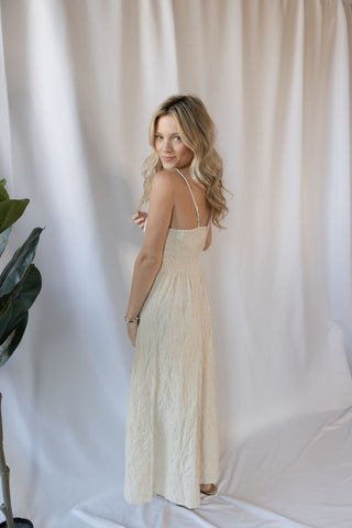 Z Supply Angel Eyes Textured Midi Dress, Champagne - The Red Thread Boutique