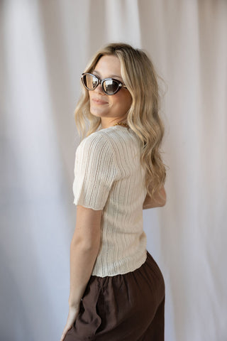 Z Supply Starboard Crochet Top, Linen - The Red Thread Boutique