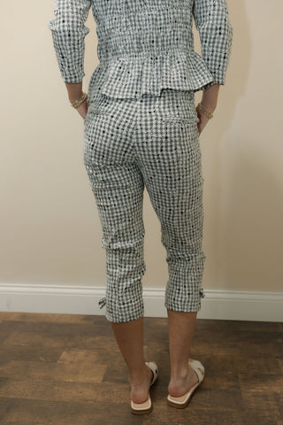 Sofie Gingham Embroidered Capri Bottom - The Red Thread Boutique