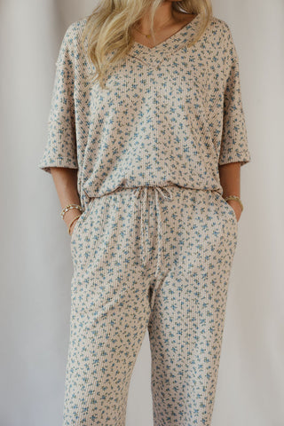 Fleur Floral Lounge Pants, Khaki Multi