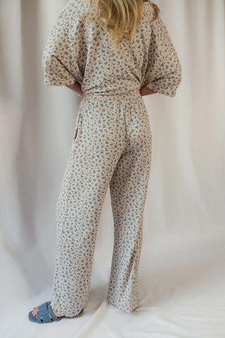 Fleur Floral Lounge Pants, Khaki Multi