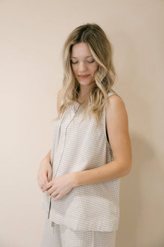 Caelis Tank, Sand Gingham - The Red Thread Boutique