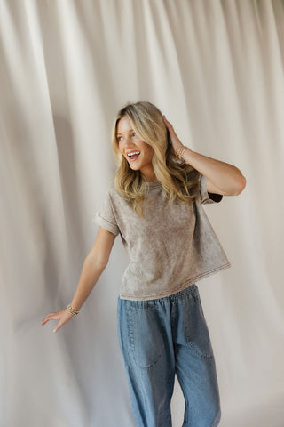 Ivy Mineral Wash Tee, Cocoa