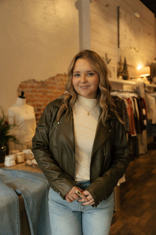 Jordan Faux Leather Jacket, Olive