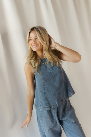 Felicity Sleeveless Denim Top
