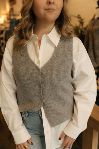 Staple Pocket Collar Top, Off White *final sale*