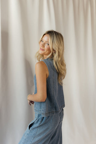 Felicity Sleeveless Denim Top