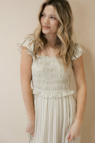 Marley Stripe Dress, Green - The Red Thread Boutique