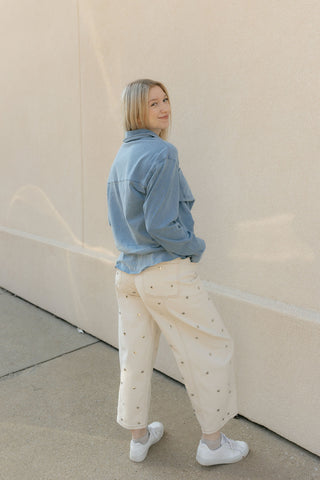 Z Supply Reese Jersey Denim Button Up, Santorini Indigo - The Red Thread Boutique