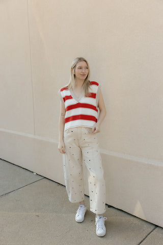 Stripe Sweater Vest, Red - The Red Thread Boutique