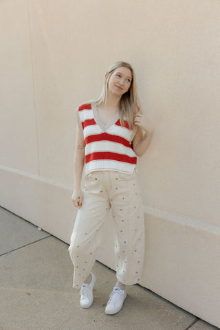 Stripe Sweater Vest, Red - The Red Thread Boutique