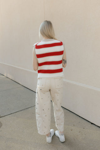 Stripe Sweater Vest, Red - The Red Thread Boutique