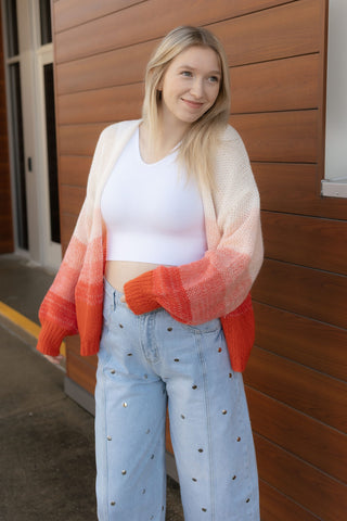 Red Ombre Sweater Cardigan - The Red Thread Boutique