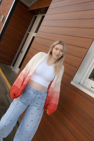 Red Ombre Sweater Cardigan - The Red Thread Boutique