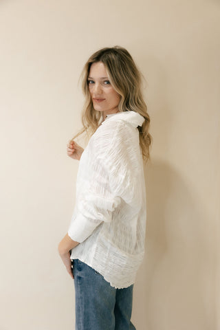 Calla Crinkle Button Up, White - The Red Thread Boutique