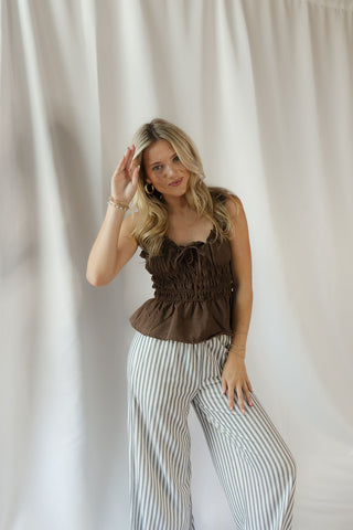 Laurel Smocked Tank, Brown