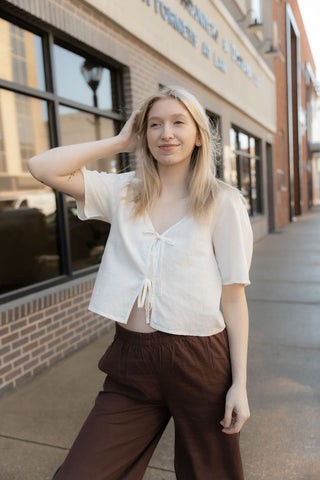 Z Supply Le Belle Linen Top, White - The Red Thread Boutique