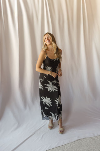 Z Supply Charisma Floral Midi Dress Dark Chocolate
