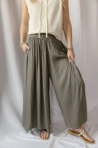 Driftwood Flowy Pants, Olive - The Red Thread Boutique