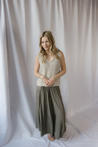 Sol Woven Knit Tank, Beige - The Red Thread Boutique