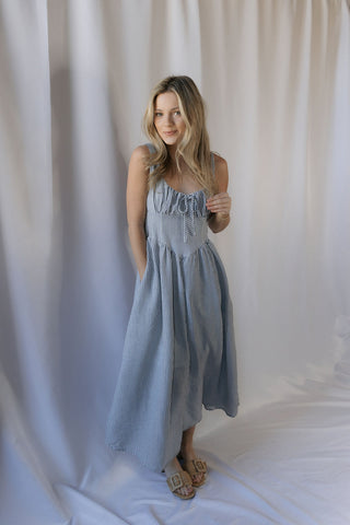 Capri Stripe Dress, Navy - The Red Thread Boutique