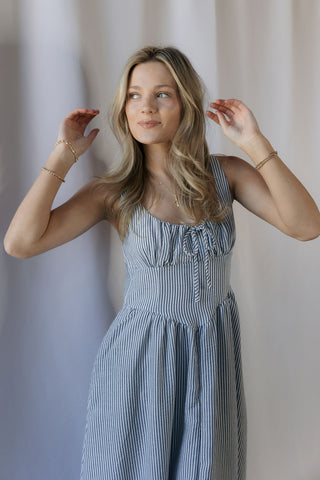 Capri Stripe Dress, Navy - The Red Thread Boutique