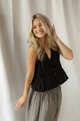 Pippa Embroidered Tank, Black