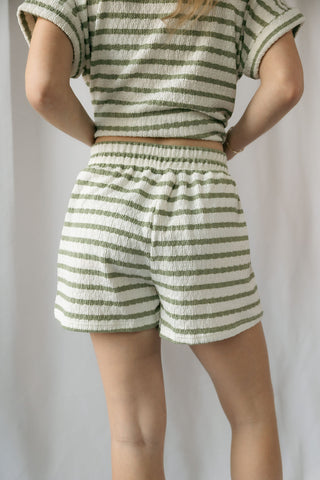 Florence Stripe Shorts, Olive - The Red Thread Boutique