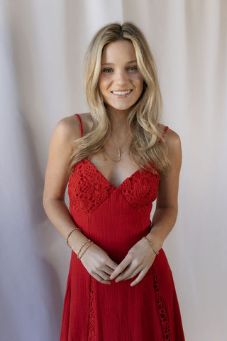 Scarlet Crochet Dress, Red