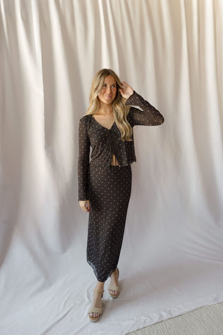 Z Supply Eda Polka Dot Mesh Skirt, Chocolate