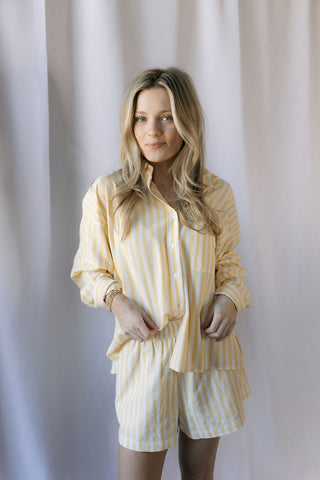 Sunny Days Stripe Button Up, Yellow - The Red Thread Boutique