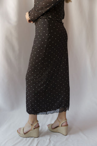 Z Supply Eda Polka Dot Mesh Skirt, Chocolate