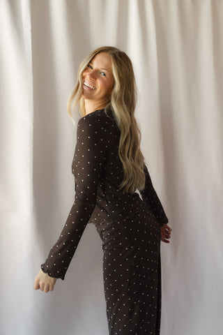 Z Supply Eda Polka Dot Mesh Skirt, Chocolate